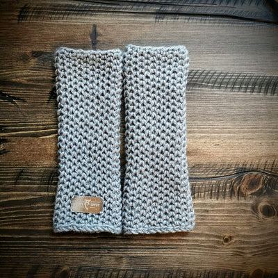 Handmade knitted silver grey arm warmers