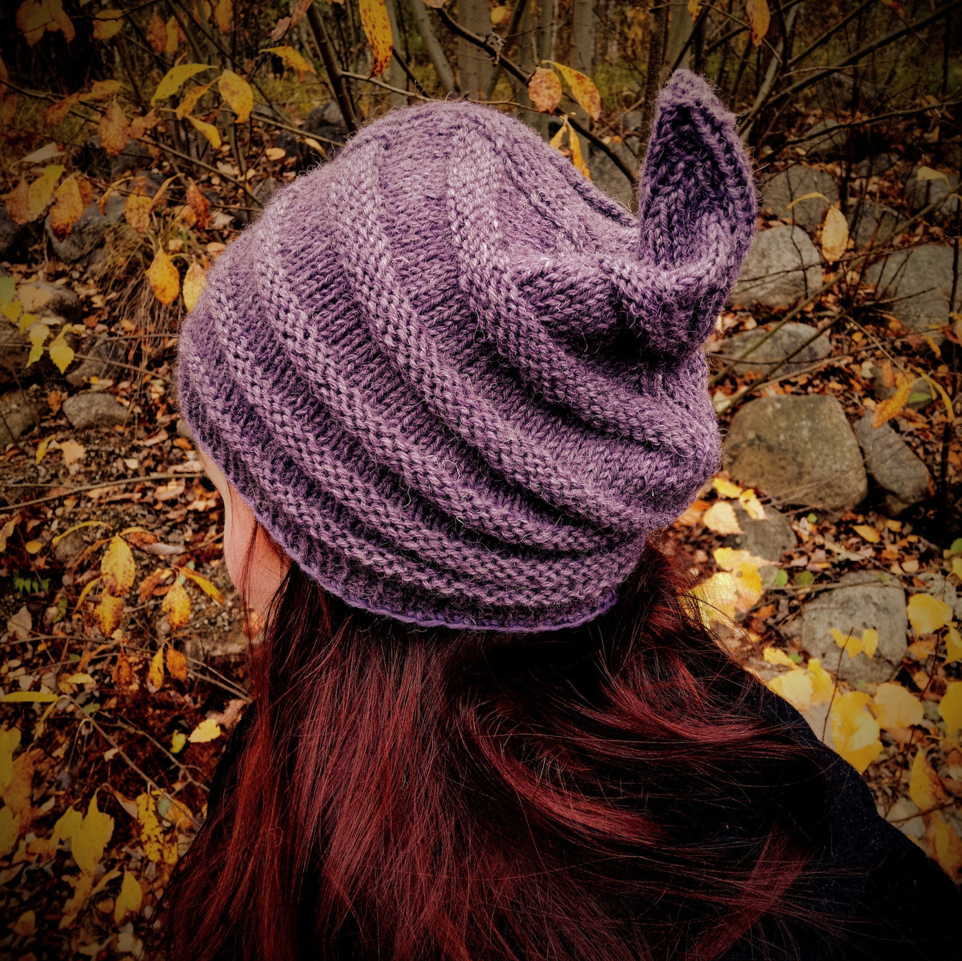 Handmade knitted dusty lavender beanie