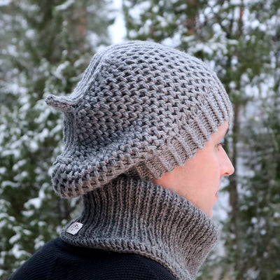 Handmade knitted imperial grey beanie